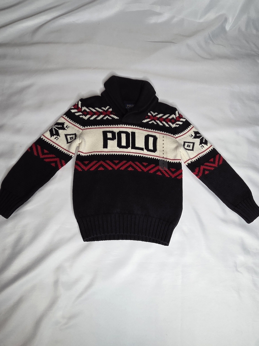 Polo by Ralph Lauren Black, Cream & Red Fair Isle Turtleneck Sweater